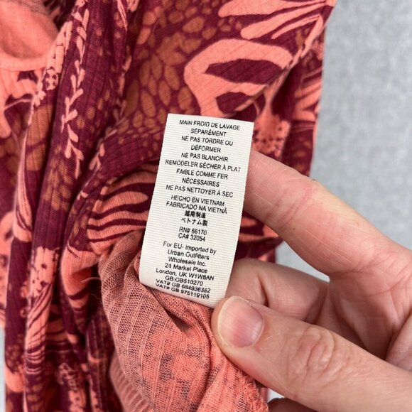 Free People Sugar Cane Strappy Top Size XS Floral Red Pink Boho Asymmetrical EUC - Picture 9 of 13